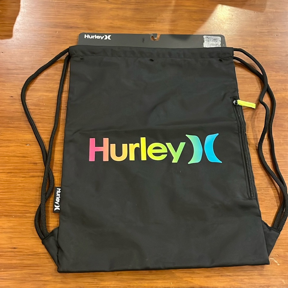 Hurley Sackpack Bag Sack new Open Top Side Zipper new black